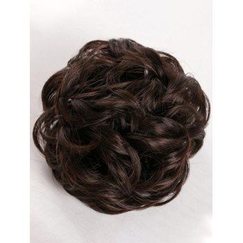 

Short Wavy Synthetic Chignon Bun Wig, Deep coffee