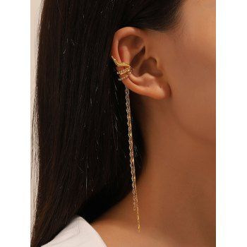 

1Pc Chain Tassel Alloy Hanging Earring Cuff, Golden