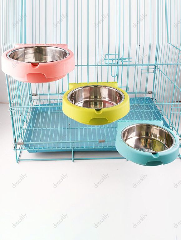 Bol Nourriture Anti-renversement en Acier Inoxydable pour Animal Domestiques - Rose clair 