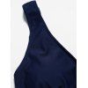 Plus Size Solid Color Plunge Swim Dress Padded Low Cut Back High Waist One-piece Swimwear - DEEP BLUE XL