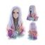 Perruque Anime Synthétique Lolita Longue Ondulée Partie Latérale en Couleur Pastel Sans Bonnet - multicolor 