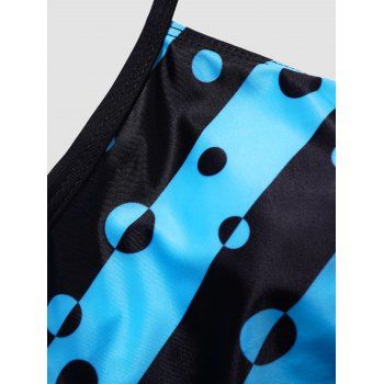Modest Tankini Swimwear Ombre Striped Polka Dot Print Swimsuit Padded Straps Bathing Suit