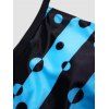 Modest Tankini Swimwear Ombre Striped Polka Dot Print Swimsuit Padded Straps Bathing Suit - BLUE XL