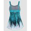Maillot de Bain Tankini Matelassé Découpé Ombre Imprimé à Bretelle Deux Pièces - Bleu clair 2XL