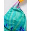 Colorful Tie Dye Print Halter Bikini Swimsuit Padded Bowknot Bikini Two Piece Swimwear High Waist Bathing Suit - multicolor A S