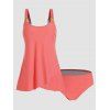 Maillot de Bain Tankini Gainant Superposé Matelassé à Bretelle Réglable Deux Pièces - Orange XL