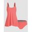 Maillot de Bain Tankini Gainant Superposé Matelassé à Bretelle Réglable Deux Pièces - Orange XL