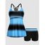 Maillot de Bain Tankini Croisé Gainant Ombré Matelassé Imprimé Rayé - Bleu XL