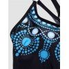 Modest Tankini Swimsuit Ombre Printed Swimwear Cut Out Crisscross Padded Boyshort Halter Bathing Suit - BLUE 2XL