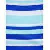 Maillot de Bain Tankini Matelassé Gainant Coloré Rayé Imprimé à Taille Haute - Bleu clair L