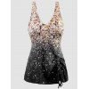 Maillot de Bain Tankini Plongeant Gainant à Imprimé Pois Deux Pièces - Noir M
