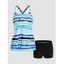 Maillot de Bain Tankini Rayé Croisé Imprimé à Bretelle Ajustable Deux Pièces - Bleu clair XXL