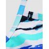 Stripe Painting Print Tankini Swimsuit Adjustable Straps Crossover Tankini Two Piece Swimwear Boyleg Bathing Swimsuit - LIGHT BLUE XXL