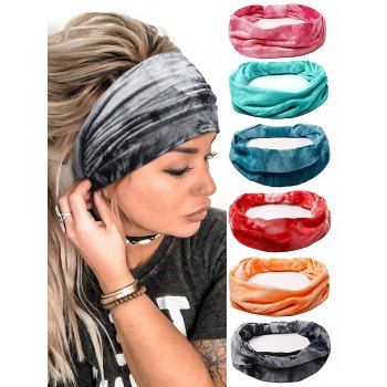 6 Pcs Printed Wide Sports Headbands Elastic Yoga Headbands