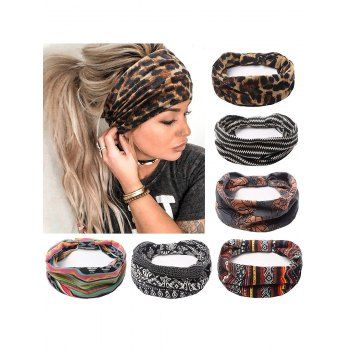 

6 Pcs Printed Wide Sports Headbands Elastic Yoga Headbands, Multicolor a