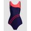 Maillot de Bain Une-Pièce Bicolore Matelassé Contrasté à Bretelle - multicolor A 2XL