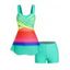 Ensemble de Bikini de Bain Tankini Superposé Coloré Imprimé Arc-en-ciel Deux Pièces de Swimwear - multicolor A S