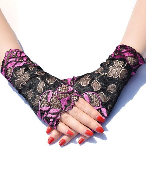 Gants Respirantes en Dentelle Transparente sans Doigts