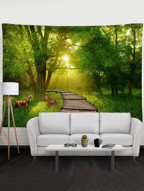 Sunlight Forest Animal Landscape Print Hanging Home Decor Wall Tapestry