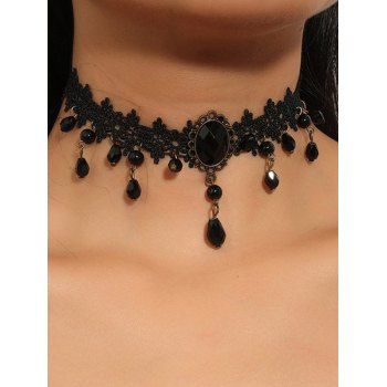 

Gothic Waterdrop Geometric Tassel Punk Lace Choker Necklace, Black