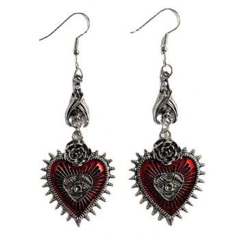 Gothic Earrings Heart Rose Rivet Drop Earrings