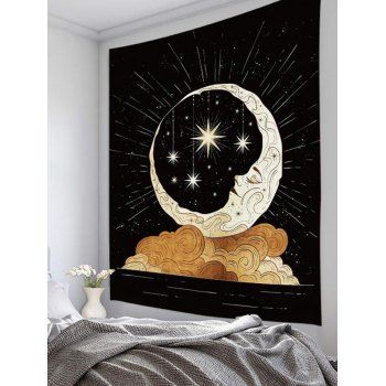 

Celestial Moon Star Clouds Print Hanging Wall Tapestry, Multicolor