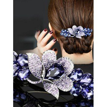 

Flower Shape Artificial Crystal Hair Clip, Purple