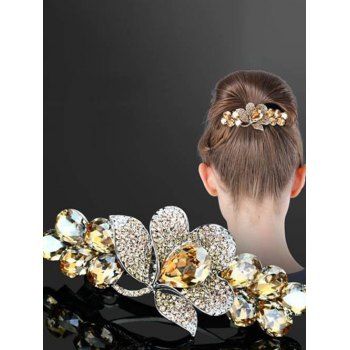 

Flower Shape Artificial Crystal Hair Clip, Golden