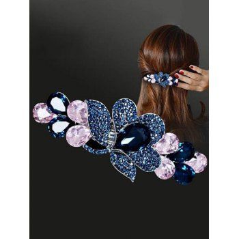 

Flower Shape Artificial Crystal Hair Clip, Blue