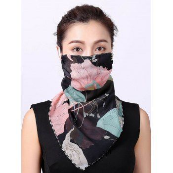 

Outdoor Sun Protection Printed Breathable Ear Handle Mouth Mask Scarf, Black