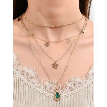 

Geometric Faux Gem Layered Necklace Trendy Accessory, Golden