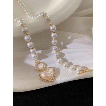 Heart Pendant Faux Pearl Trendy Necklace