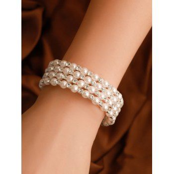 Faux Pearl Rhinestone Elegance Bracelet