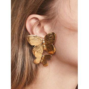 

Alloy Double Butterfly Shaped Drop Earrings, Golden
