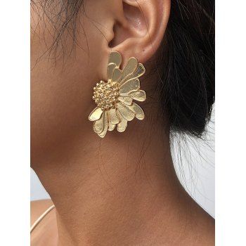 

Vivid Flower Petal Alloy Trendy Earrings, Golden