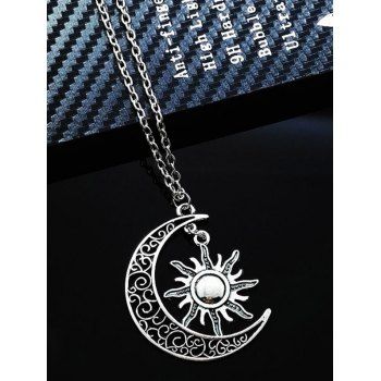 Vintage Necklace Sun Hollow Out Moon Pendant Retro Necklace