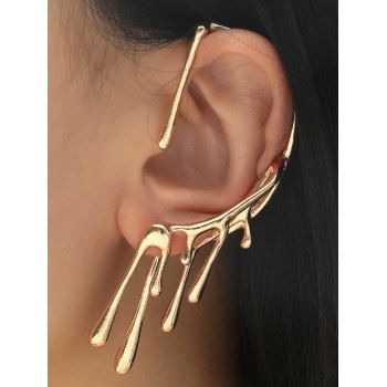 

1Pc Solid Color Lava Earmuff Alloy Stud Earring, Golden