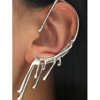 

1Pc Solid Color Lava Earmuff Alloy Stud Earring, Silver