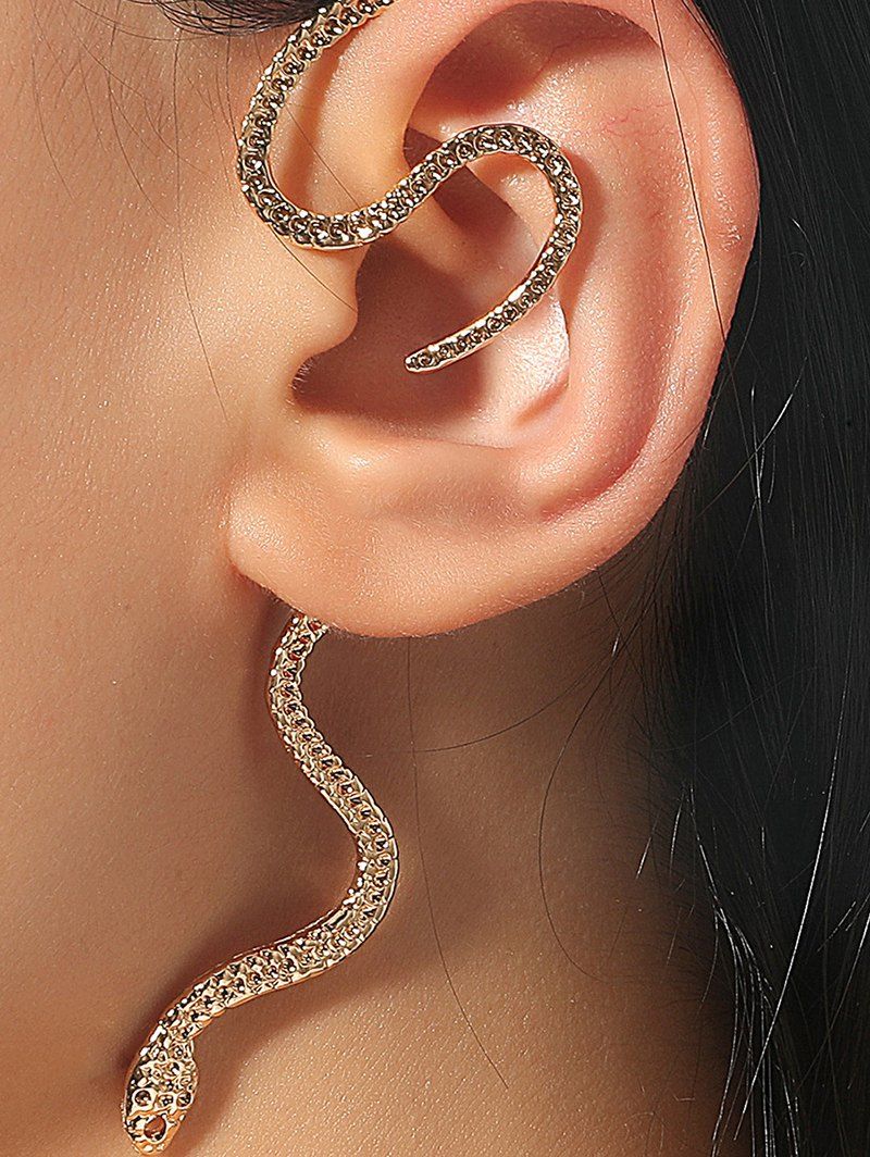 1 Pièce Boucle D'oreille en Métal en Forme de Serpent - d'or 