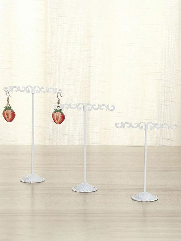 3 Pièces Ensemble de Présentoirs de Boucles d'Oreilles en Métal - Blanc 