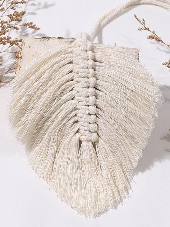 Embrasse de Rideau de Fenêtre en Forme de Feuille de Décor de Maison - Blanc 15 CM * 116 CM