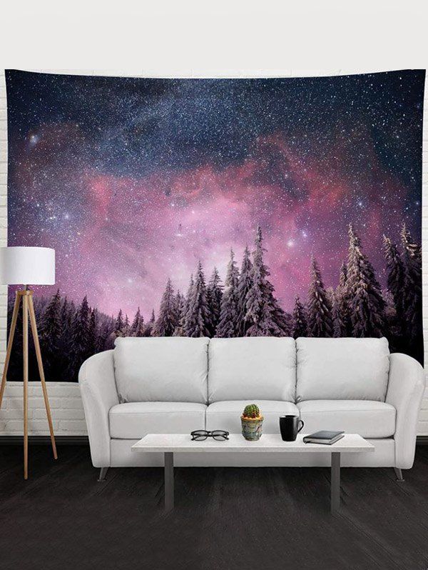 Forest Galaxy Print Hanging Home Decor Wall Tapestry - multicolor 95 CM X 73 CM