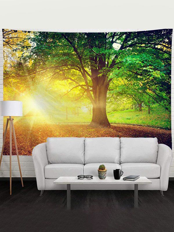 Sunlight Tree Scenic Print Home Decoration Hanging Wall Tapestry - multicolor 95 CM X 73 CM