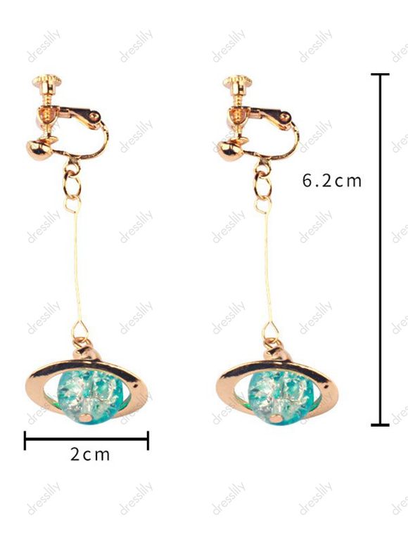 Boucles D'Oreilles Planète Pendantes avec Clip - d'or 