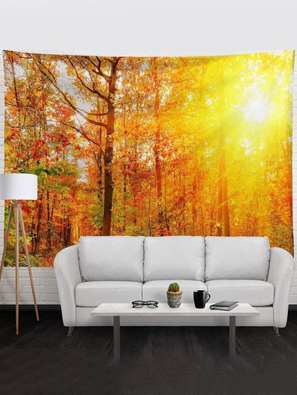 Sunlight Forest Scenic Print Home Decor Hanging Wall Tapestry - multicolor 95 CM X 73 CM