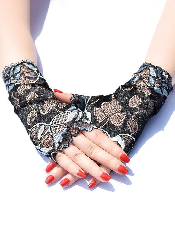 Gants Respirantes en Dentelle Transparente sans Doigts - Oie grise 1 PAIR
