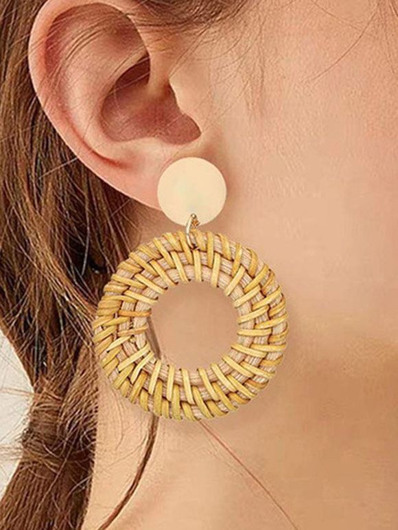 Boucles D'Oreilles Pendantes Décorées de Géométries Style Ethnique - Cannelle 
