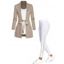 Ensemble de Top Décontracté Tricoté Texturé en Couleur Unie à Ourlet en Dentelle et Pantalon à Lacets - multicolor S