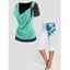 Ensemble de T-shirt Décontracté à Imprimé Fleur en Blocs de Couleurs à Col Bénitier et Legging Capri - multicolor S