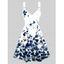 Mini Robe Ligne A à Imprimé Fleur à Taille Haute sans Manches - Bleu profond XL